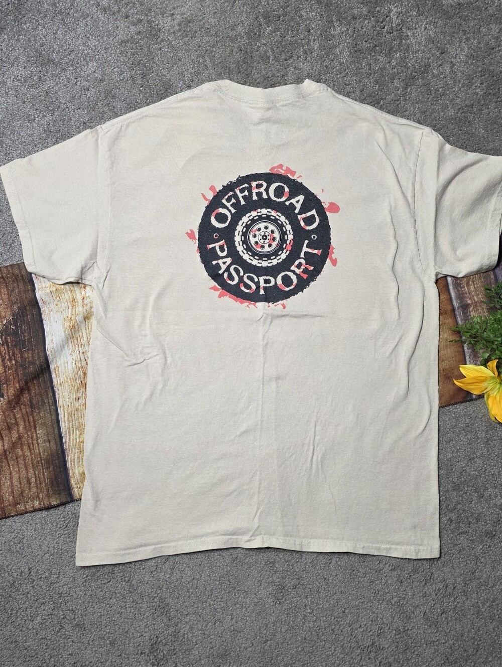 Offroad Passport Tire Graphic T Shirt Tan Size L